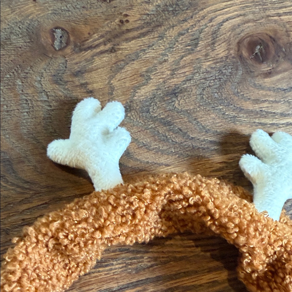 Brown Fuzzy Kids Headband with Antler Design - Picture 5 of 16